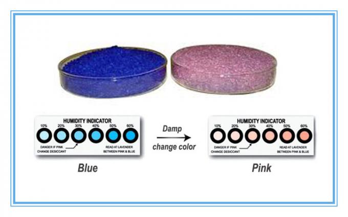 El indicador del color del gel de silicona del amortiguador de la humedad, gel azul del silicón gotea el desecante